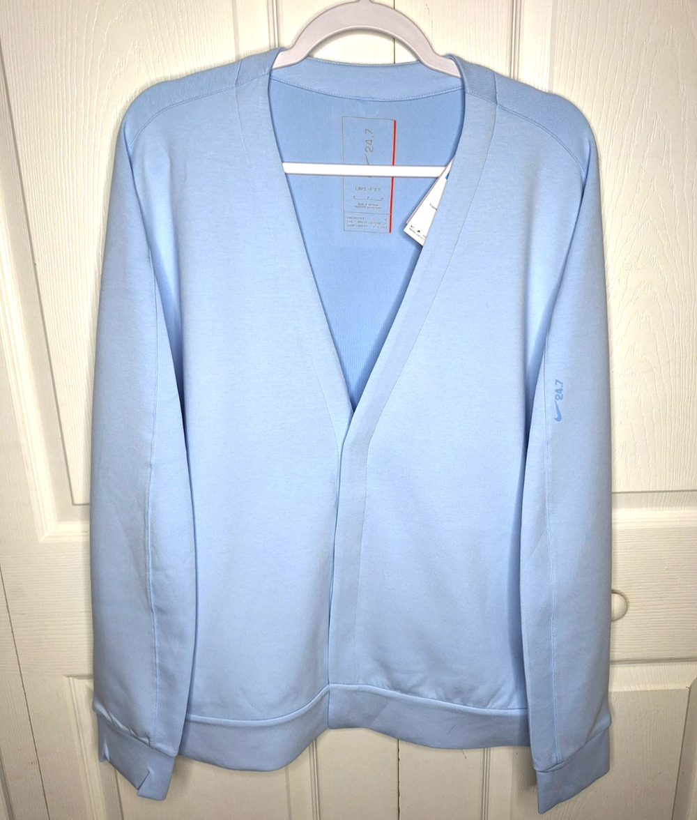 Nike 24.7 Impossibly Soft Cardigan HQ6948-441 Celestine Blue Mens Sz XL Tall